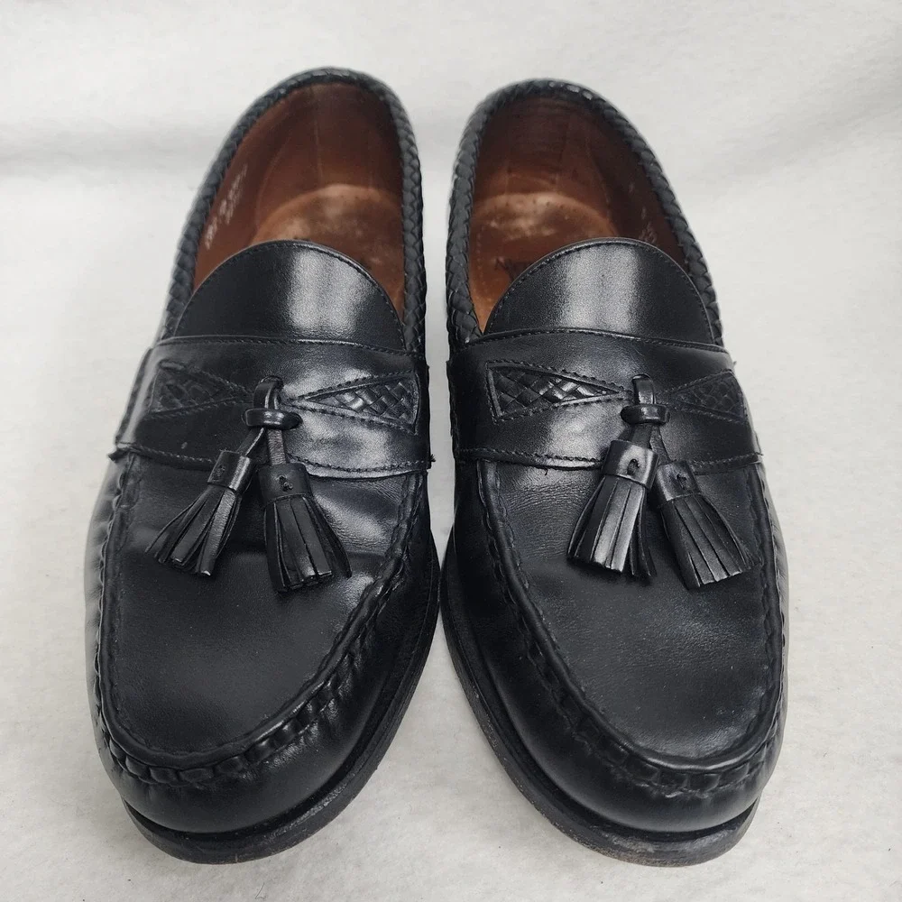 Allen Edmonds Maxfield Mens 9D Loafer Black Leather Tassel Moc Toe Casual Shoes